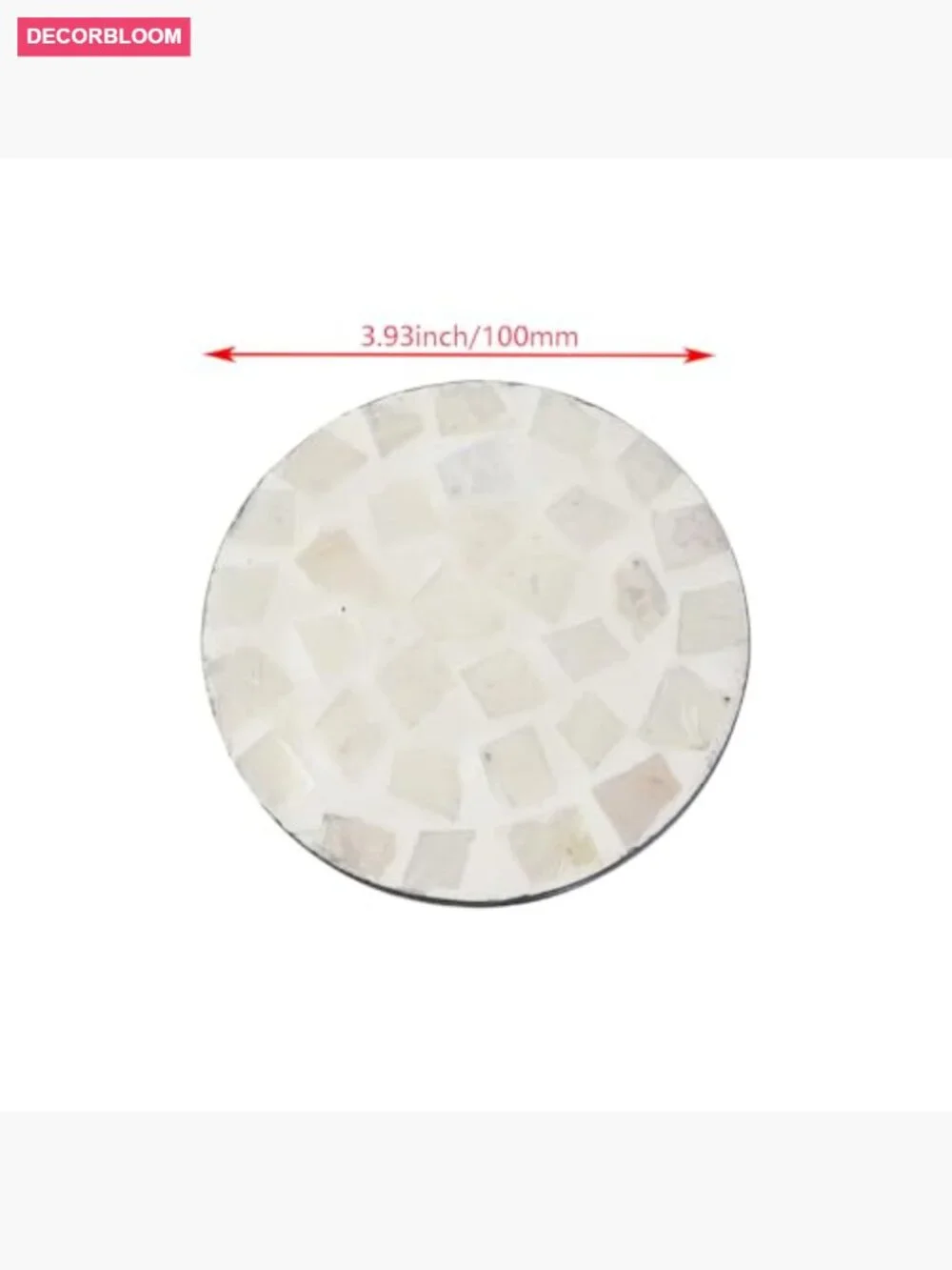 Set of 4 Mother of Pearl Round Coasters Marble Home Decor